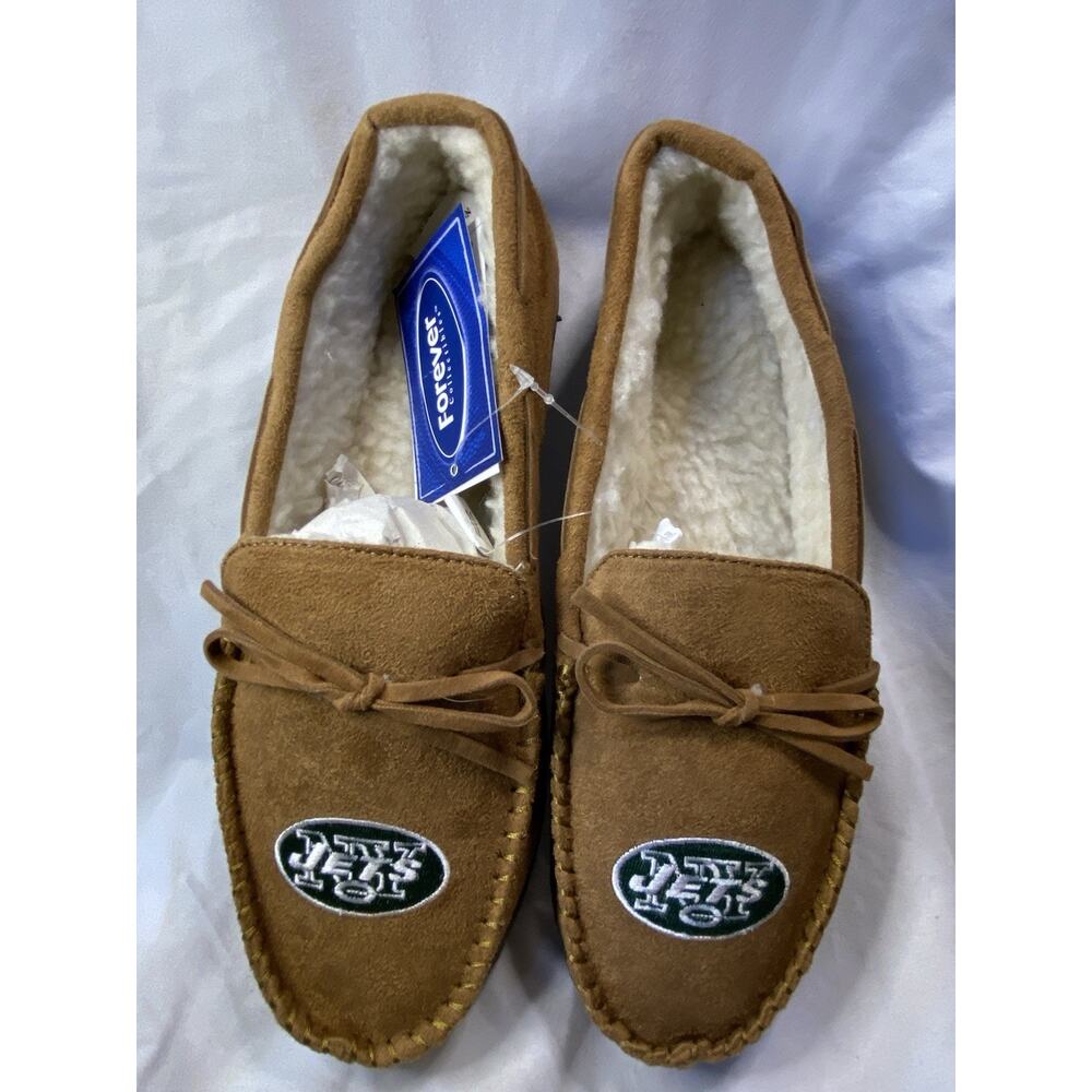 Forever Collectibles NY Jets Moccasin Slippers Men’s S 6-7 NWT Sherpa NFL
